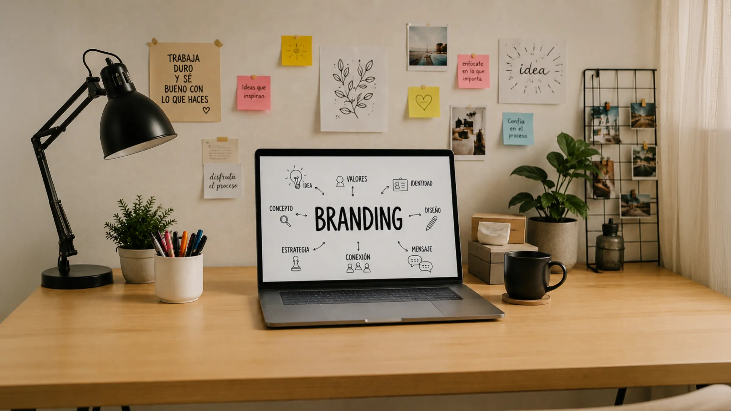 Mapa de identidad de marca y branding en pantalla
